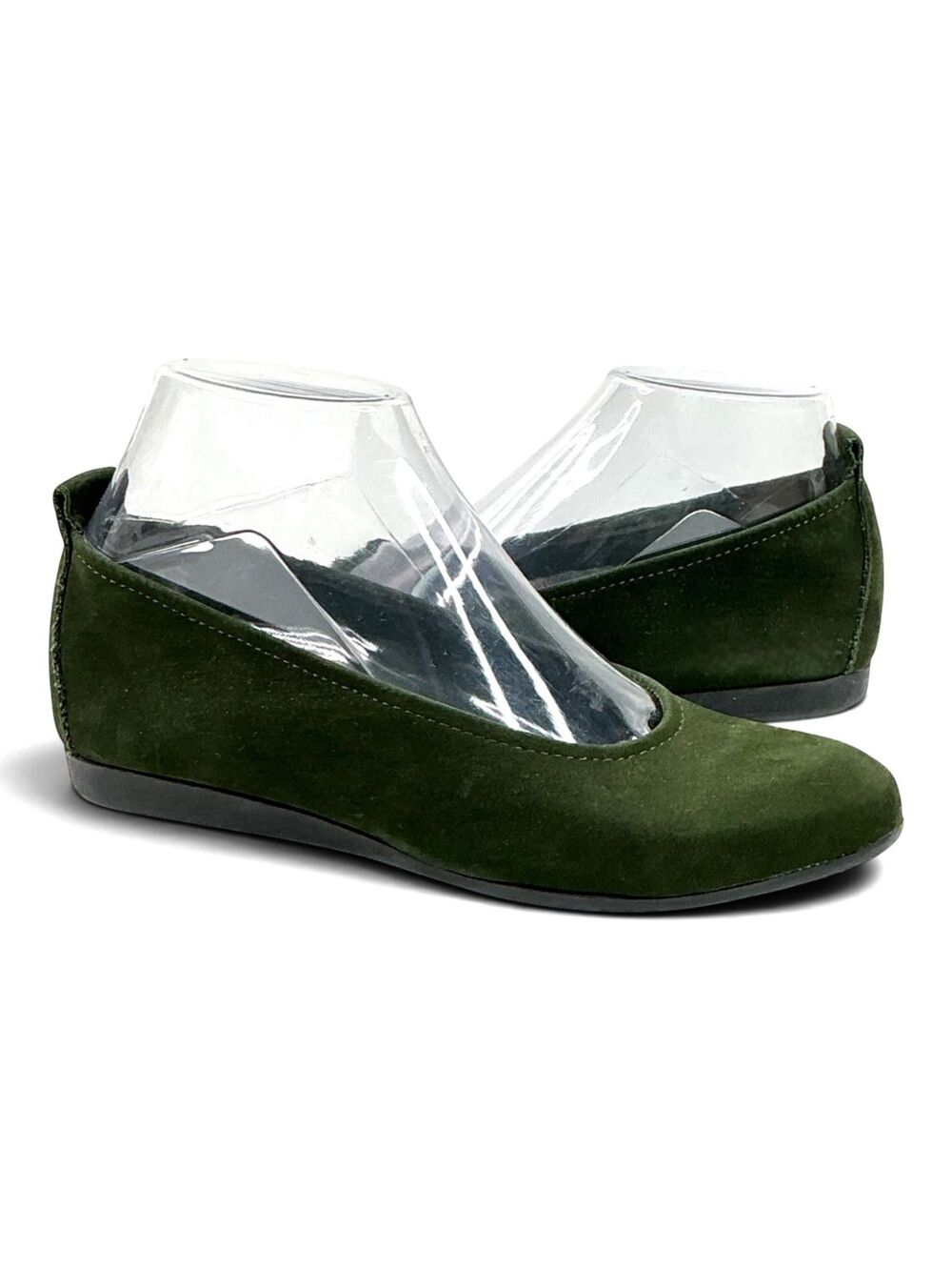 Arche Laius Ballet Flats Size 37 US 6 Forest Green Nubuck Leather Made in France